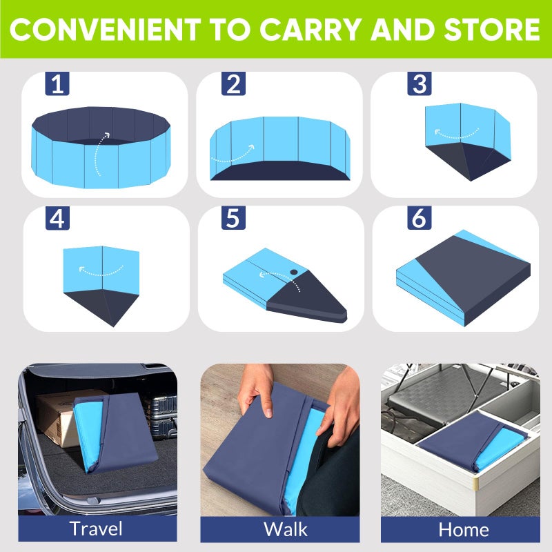 PUPTILY Dog Pool, Foldable Pet Swimming Pool with 6mm High-Strength PP Board, Hard Plastic Collapsible Doggy Pools for Small Dogs Kitty Duck,Non-Slip Doggie Bathtub Quick to Set Up and Drainage Hole(32x8in) - Image 5